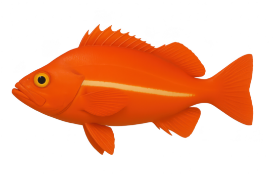 Vibrant orange fish with lateral stripe, isolated on transparent background