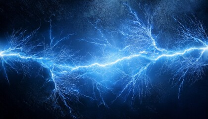 Electric Blue Lightning Bolt Against Dark Grungy Background