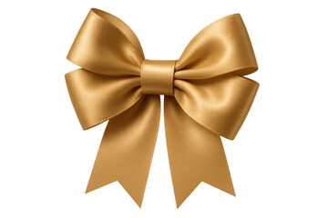 Naklejka premium Luxurious golden satin gift bow isolated on transparent background