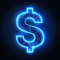 Neon blue dollar sign
