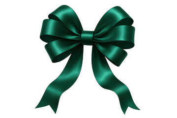 Elegant dark teal satin ribbon bow, beautifully isolated on transparent background