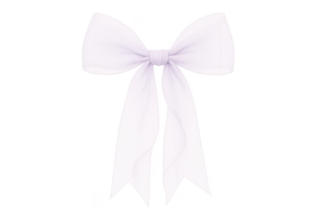 Elegant white ribbon bow isolated on transparent background, perfect for gifts