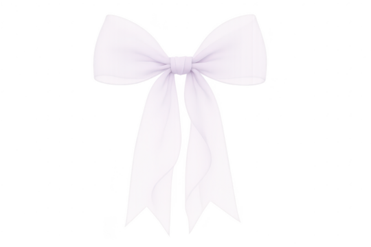 Elegant white ribbon bow isolated on transparent background, perfect for gifts