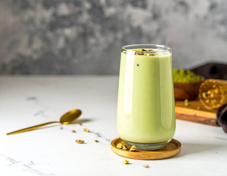 Glass of matcha latte