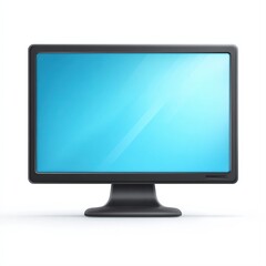 Fototapeta premium A sleek desktop monitor with a vibrant blue screen, ideal for themes related to technology, workspaces, online learning, and digital content creation, Perfect for websites and marketing materials,