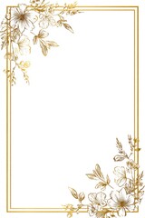 Obraz premium Elegant floral botanical border design with delicate hand-drawn flowers and leaves, vintage style frame for invitations, greeting cards, and artistic projects