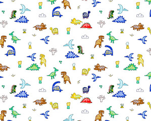 Cute Colorful Dinosaur Seamless Pattern for Kids	