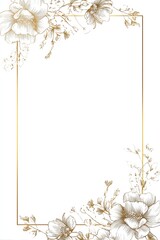 Obraz premium Elegant vintage floral border frame design with delicate hand-drawn botanical illustrations, perfect for invitations, stationery, and decorative backgrounds
