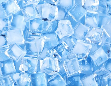 Close-up view of many ice cubes