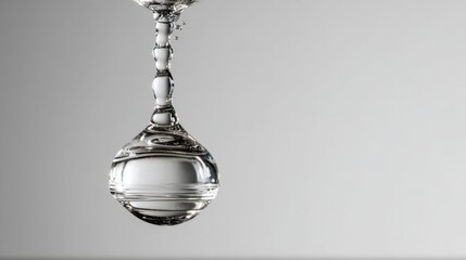 Captivating Close-Up of a Falling Water Drop with Detailed Reflections and Refraction Effects