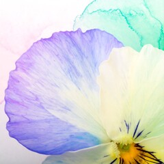 Colorful flower petals with watercolor background