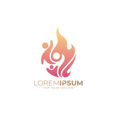 Fire logo and people design combination, abstract danger logos
