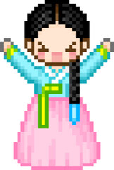 Fototapeta premium 픽셀 한복 캐릭터