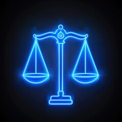 Neon scales of justice graphic