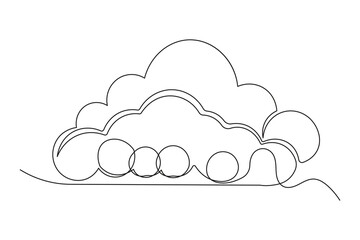 Cloud abstract minimalist icon continuous one line drawing isolated artwork design