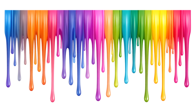 Rainbow Paint Drips on Black Background