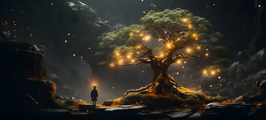 Tiny figures from life tree,generative AI