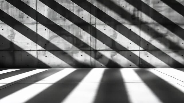 Abstract Black And White Diagonal Shadows On Concrete Wall