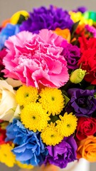 Vibrant flower bouquet with colorful blooms arranged beautifully