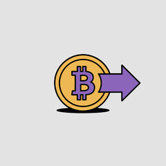 Obraz premium This minimalist design illustrates a Bitcoin coin with an arrow, serving as a visual metaphor for the swift nature of cryptocurrency transfers and transactional dynamics in digital finance.