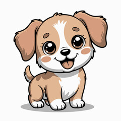 This delightful image showcases a soft-furred puppy sitting happily, embodying the spirit of playfulness and joy, striking a chord with all dog lovers and animal enthusiasts.