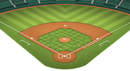 Baseball Field Aerial View with Green Grass and Infield
