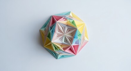 Colorful geometric origami paper art with intricate folds and modern abstract design