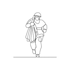 One continuous line drawing of The fire fighter brigade is on duty to put out the blazing fire vector illustration. Fire Fighting design illustration simple linear style vector illustration concept.