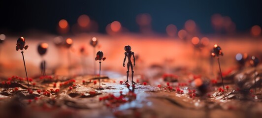 Tiny figures from life rose,generative AI