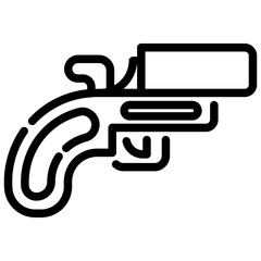 Simple Outline Flintlock Pistol Weapon Firearm Minimalist Style Icon