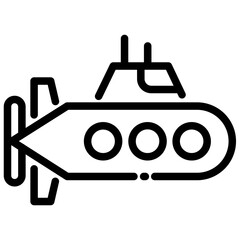 Minimalist Outline Submarine with periscope and porthole Nautical Icon