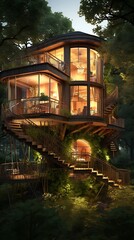 Whimsical woodland retreat a luxuriously appointed treehouse nestled amongst dense foliage