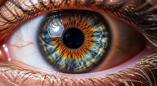 Extreme close-up of a human eye iris macro