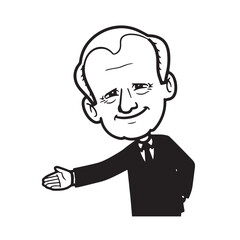 Old man with formal suit black and white vector illustration for classic portrait artwork design
