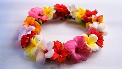 Colorful Hawaiian Lei Necklace Made Of Various Flowers On A Transparent Background