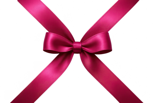 Elegant pink ribbon bow isolated on transparent background for decoration