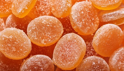 Close Up Of Sweet Orange Sugar Candy Texture