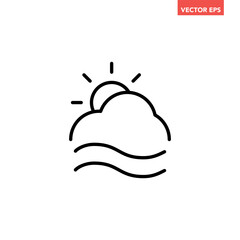Black single flowing wind cloud line icon, simple flat design vector pictogram, infographic vector for app logo web website button banner ui ux interface elements isolated on white background