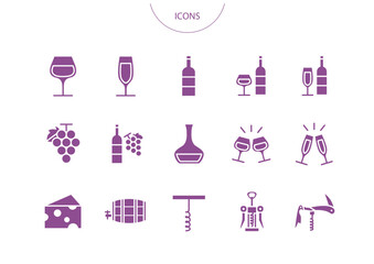 ワイン　アイコン ピクトグラム　ベクター イラスト　セット