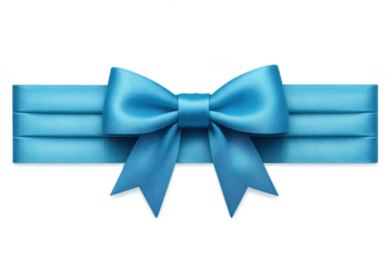 Elegant blue ribbon and waistband isolated on a transparent backdrop, festive