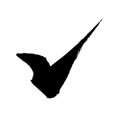 Black check mark icon drawn by brush