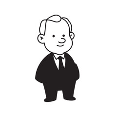 Old man with formal suit black and white vector illustration for classic portrait artwork design
