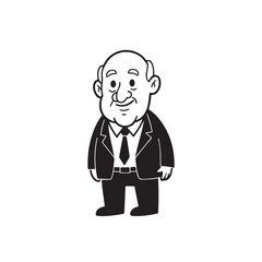 Obraz premium Old man with formal suit black and white vector illustration for classic portrait artwork design 