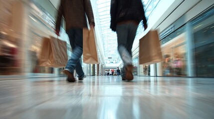 Fototapeta premium Shopping excursion mall retail experience urban environment candid viewpoint