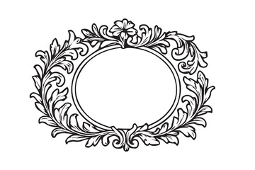 A minimalist vector oval mirror frame, black and white artwork with bold black outline, perfect for decoration, bathroom, vintage, and modern themes.