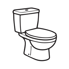 A vector representation of a toilet seat, drawn in black and white with black outline, emphasizing hygiene, simplicity, and practical interior decoration.