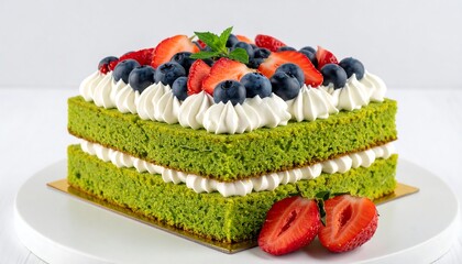 Colorful layered cake with fresh berries