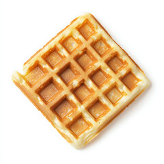 A single golden-brown square waffle with a grid pattern, isolated on a white background.
