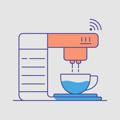 The image illustrates an advanced coffee machine in a unique design, focusing on its Wi-Fi capability and ergonomic aesthetics for the ultimate coffee brewing experience.