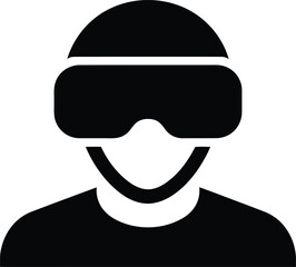 Silhouette of a person wearing a virtual reality headset and goggles